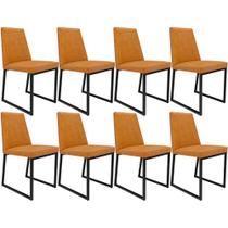 Kit 08 Cadeiras Decorativas Estofada Para Sala de Jantar Dafne L02 material sintético Whisky -LyamDecor