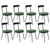 Kit 08 Cadeiras Decorativas Estofada Para Sala De Jantar Haia Sintético Verde Musgo - Lyam Decor