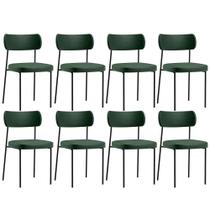 Kit 08 Cadeiras Decorativas Estofada Para Sala Jantar Melina F01 Sintético Verde Musgo - Lyam Decor