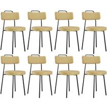 Kit 08 Cadeiras Decorativas Estofada Sala De Jantar Barcelona L02 material sintético Casco Fendi - Lyam Decor Kit 08 Cadeiras Decorativas Estofada Sala De Jantar Barcelona L02 material sintético Casco Fendi - Lyam Decor