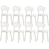 Kit 08 Cadeiras Decorativas Estofada Sala Jantar Barcelona Arena L02 Facto Branco - Lyam Kit 08 Cadeiras Decorativas Estofada Sala Jantar Barcelona Arena L02 Facto Branco - Lyam