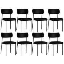 Kit 08 Cadeiras Decorativas Estofadas Para Sala de Jantar Melina L02 material sintético Preto - Lyam Decor