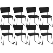Kit 08 Cadeiras Decorativas Para Sala De Jantar Allana L02 Suede Preto - Lyam Decor
