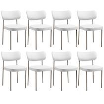 Kit 08 Cadeiras Decorativas Para Sala De Jantar Melina Base Arena L02 Facto Branco - Lyam Decor