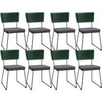 Kit 08 Cadeiras Decorativas Sala Jantar Allana L02 Facto Verde Musgo Linho Cinza Escuro - Lyam Decor Kit 08 Cadeiras Decorativas Sala Jantar Allana L02 Facto Verde Musgo Linho Cinza Escuro - Lyam Decor