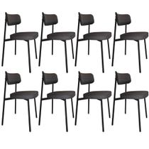 Kit 08 Cadeiras Estofada Para Sala de Jantar Astrid Preto C01 Linho Preto - Lyam Decor Kit 08 Cadeiras Estofada Para Sala de Jantar Astrid Preto C01 Linho Preto - Lyam Decor
