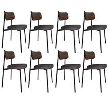 Kit 08 Cadeiras Estofada Para Sala de Jantar Astrid Preto C01 Linho Preto material sintético Whisky - Lyam Decor Kit 08 Cadeiras Estofada Para Sala de Jantar Astrid Preto C01 Linho Preto material sintético Whisky - Lyam Decor