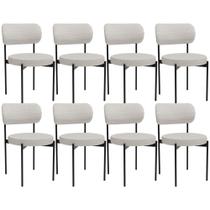 Kit 08 Cadeiras Estofadas Para Sala De Jantar Louvre L02 Bouclê Cru - Lyam Decor Kit 08 Cadeiras Estofadas Para Sala De Jantar Louvre L02 Bouclê Cru - Lyam Decor