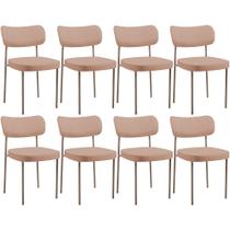 Kit 08 Cadeiras Estofadas Para Sala De Jantar Melina Base Arena L02 Linho Rosê - Lyam Decor Kit 08 Cadeiras Estofadas Para Sala De Jantar Melina Base Arena L02 Linho Rosê - Lyam Decor