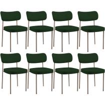 Kit 08 Cadeiras Estofadas Para Sala De Jantar Melina Base Arena L02 Suede Verde Musgo - Lyam Decor