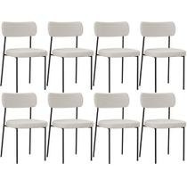 Kit 08 Cadeiras Estofadas Para Sala De Jantar Melina L02 Bouclê Cru - Lyam Decor Kit 08 Cadeiras Estofadas Para Sala De Jantar Melina L02 Bouclê Cru - Lyam Decor