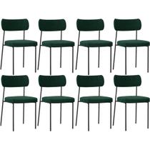 Kit 08 Cadeiras Estofadas Para Sala De Jantar Melina L02 Bouclê Verde - Lyam Decor