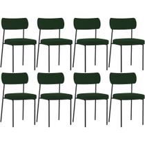 Kit 08 Cadeiras Estofadas Para Sala De Jantar Melina L02 Suede Verde Musgo - Lyam Decor