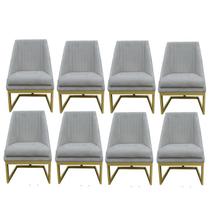 Kit 08 Cadeiras Para Sala De Jantar Ana Base de ferro Suede Bege - D'Classe Decor Kit 08 Cadeiras Para Sala De Jantar Ana Base de ferro Suede Bege - D'Classe Decor