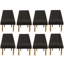 Kit 08 Cadeiras Para Sala De Jantar Ana Pés Palito Suede Marrom - D'Classe Decor Kit 08 Cadeiras Para Sala De Jantar Ana Pés Palito Suede Marrom - D'Classe Decor