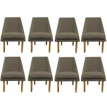Kit 08 Cadeiras Para Sala De Jantar Ana Pés Palito Suede Marrom Rato - D'Classe Decor Kit 08 Cadeiras Para Sala De Jantar Ana Pés Palito Suede Marrom Rato - D'Classe Decor