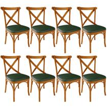 Kit 08 Cadeiras Para Sala de Jantar e Estar Living Estofada Ávila L02 material sintético Verde Musgo - Lyam