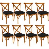 Kit 08 Cadeiras Para Sala de Jantar e Estar Living Estofada Ávila L02 Suede Preto - Lyam