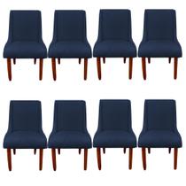 Kit 08 Cadeiras Para Sala de Jantar Lizz Pés Palito Veludo Azul Marinho - D'Classe Decor