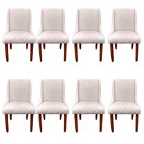 Kit 08 Cadeiras Para Sala de Jantar Lizz Pés Palito Veludo Bege - D'Classe Decor Kit 08 Cadeiras Para Sala de Jantar Lizz Pés Palito Veludo Bege - D'Classe Decor