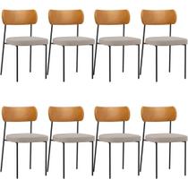 Kit 08 Cadeiras Para Sala De Jantar Melina L02 Whisky Bege Kit 08 Cadeiras Para Sala De Jantar Melina L02 Whisky Bege