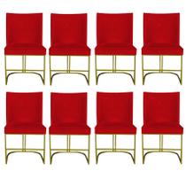 Kit 08 Cadeiras Para Sala de Jantar Tóquio Base de Ferro Sued Vermelho - D'Classe Decor