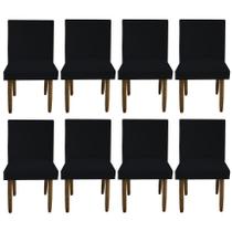 Kit 08 Cadeiras Para Sala De Jantar Tóquio Pés palito Suede Preto - D'Classe Decor Kit 08 Cadeiras Para Sala De Jantar Tóquio Pés palito Suede Preto - D'Classe Decor