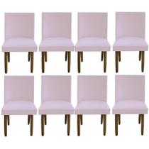 Kit 08 Cadeiras Para Sala De Jantar Tóquio Pés palito Suede Rosa Bebê - D'Classe Decor