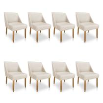Kit 08 Cadeiras Poltona Juliana Suede Bege Pés Palito Castanho - Pallazio Kit 08 Cadeiras Poltona Juliana Suede Bege Pés Palito Castanho - Pallazio