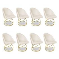 Kit 08 Cadeiras Poltrona de Jantar Bela Veludo Base Metálica Luxo Dourado - Pallazio Kit 08 Cadeiras Poltrona de Jantar Bela Veludo Base Metálica Luxo Dourado - Pallazio