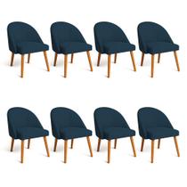 Kit 08 Cadeiras Poltrona de Jantar Luna Suede Pés Palito Castanho - Pallazio