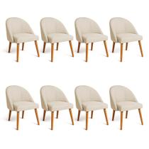 Kit 08 Cadeiras Poltrona de Jantar Luna Suede Pés Palito Castanho - Pallazio