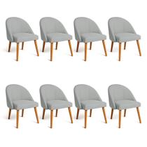 Kit 08 Cadeiras Poltrona de Jantar Luna Suede Pés Palito Castanho - Pallazio