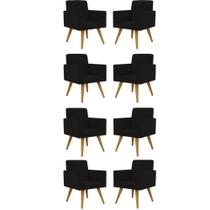 Kit 08 Cadeiras Poltronas Decorativa - Escritório - Recepção Cor:preto