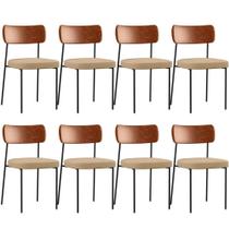 Kit 08 Cadeiras Sala De Jantar L02 Camel Bege Escuro