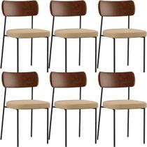 Kit 08 Cadeiras Sala De Jantar L02 Marrom Bege Escuro Kit 08 Cadeiras Sala De Jantar L02 Marrom Bege Escuro