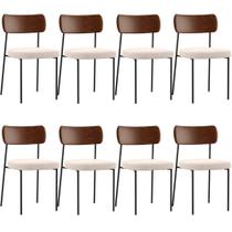 Kit 08 Cadeiras Sala De Jantar L02 Marrom Suede Bege Kit 08 Cadeiras Sala De Jantar L02 Marrom Suede Bege