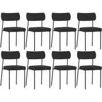 Kit 08 Cadeiras Sala De Jantar L02 Suede Preto