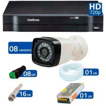 Kit 08 Câmeras de Segurança HD 720p + dvr Intelbras Multi HD + Acessórios
