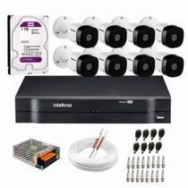 Kit 08 Câmeras Intelbras VHL 1120 B HD 720p DVR Intelbras MHDX 1308 Multi HD 8 Canais 1080p HD 1TB Purple