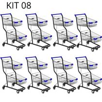 Kit 08 Carrinhos de compras Supermercado Lojas Reforçado 90L Kit 08 Carrinhos de compras Supermercado Lojas Reforçado 90L