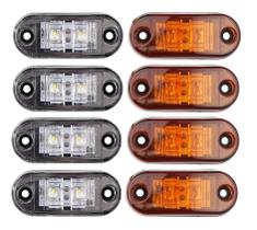 Kit 08 Lanternas Led Vigia Teto Van Bau Caminhão 12/24v Klx