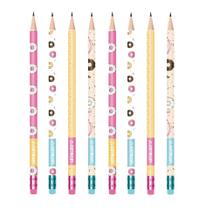 kit 08 Lápis Preto Grafite HB c/ Borracha Estampado Donuts - Leo&Leo