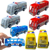 Kit 08 Mini Ônibus Fricção Brinquedo Presente Infantil Lindo