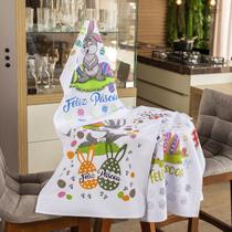 Kit 08 Pano De Prato Copa KazzaVip Sacaria 90% Algodão Pascoa 50cmx70cm Estampado Branco Off-White