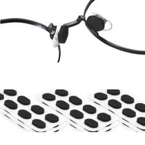 Kit 08 Pares Plaqueta Adesiva para Óculos Modelo Oval Antiderrapante Almofada de Nariz Cor:08 Pares Almofada Preta