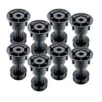 Kit 08 Pé Nivelador Plástico para Móveis 150mm (160Kg) Preto Hafele