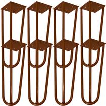 Kit 08 Pés de Ferro Aço Hairpin Legs 25 cm Bronze A01 Sofá Móveis Mesa - Inoviza