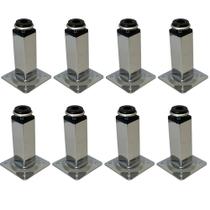 Kit 08 Pés Metal Cromado Regulável Quadrado 10 cm Para Armário M03 Balcão Móveis Cozinha - Inoviza