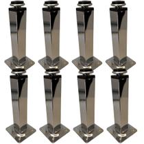 Kit 08 Pés Metal Cromado Regulável Quadrado 15 cm Para Armário M03 Balcão Móveis Cozinha - Inoviza